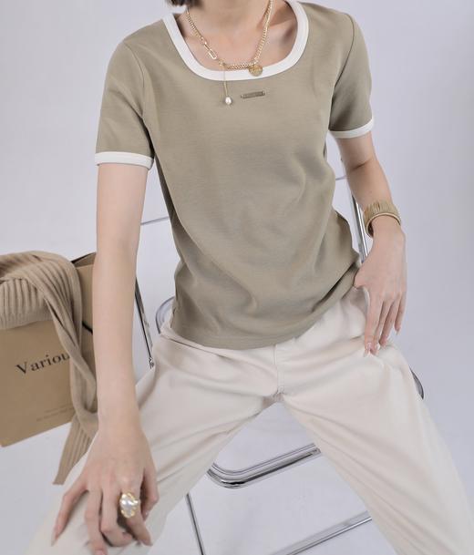 3BAR095099#方领撞色净版T 商品图0