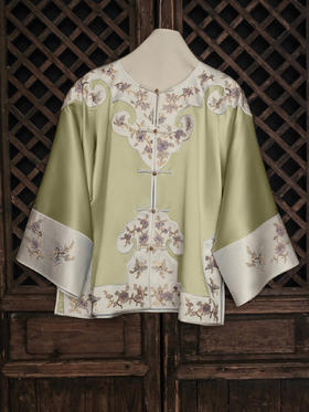 盛唐牡丹大师系列| 重工如意头兰花苏绣外套-浅春绿