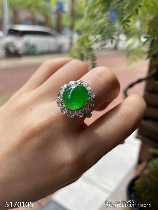 老坑艳绿蛋面戒指【5170105】具体价格微信咨询 商品图5