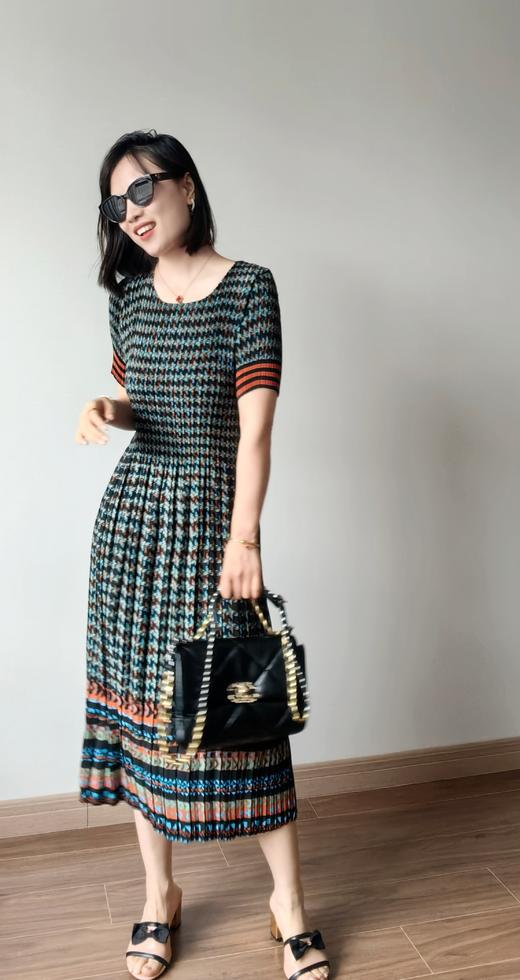 三宅牙签褶显瘦桑蚕丝南韩丝天丝小波点连衣裙 商品图11