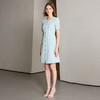 IWY/气质小香风蓝色短袖连衣裙女夏季薄款圆领西装裙Q1323 商品缩略图1