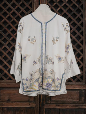 盛唐牡丹大师系列| 重工盘金江崖海水纹外套-白色