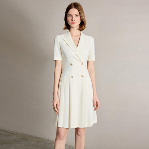 IWY/优雅气质短袖西装连衣裙女高级感百褶职业长裙夏季新款Q1337 商品图2