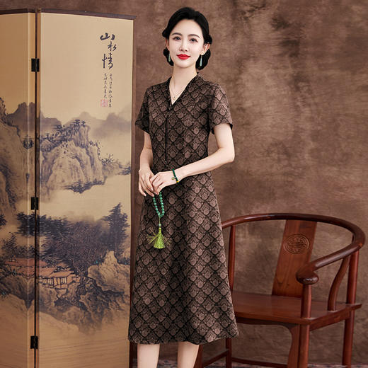 KQ-621632花萝香云纱真丝旗袍改良年轻款气质民国风复古桑蚕丝连衣裙日常穿 商品图0