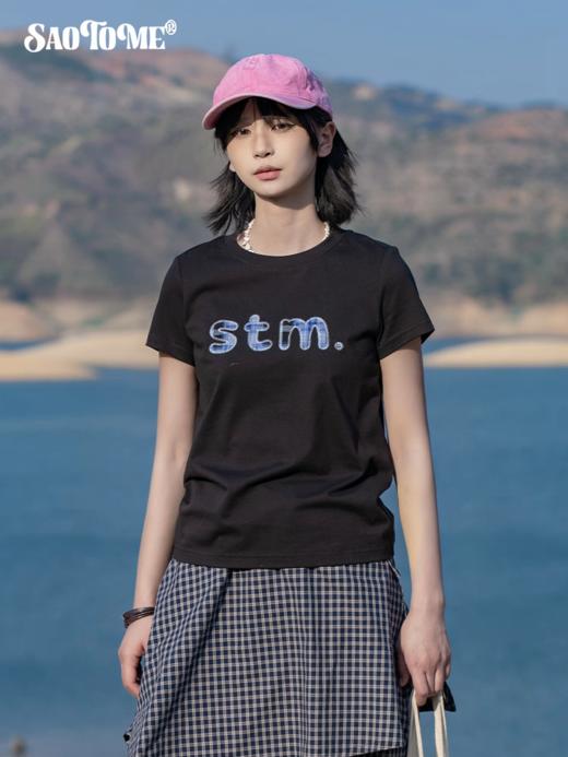 早乙女惠子saotome/STMDX252291/格纹贴布绣短袖T恤 商品图3