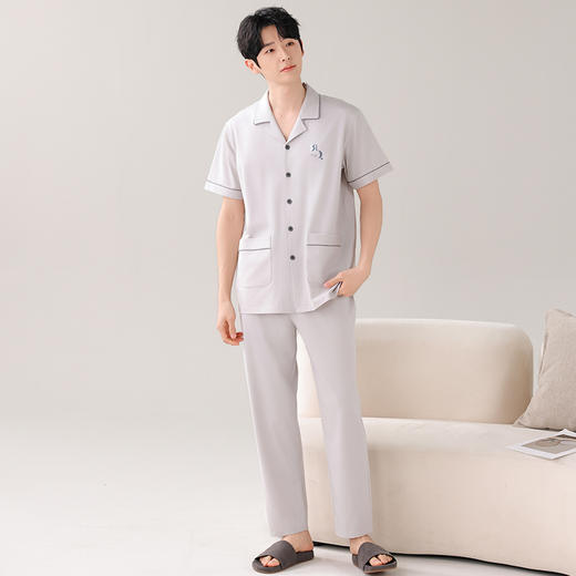 I'd爱帝情侣款棉弹力翻领短袖长裤家居服套装 商品图8