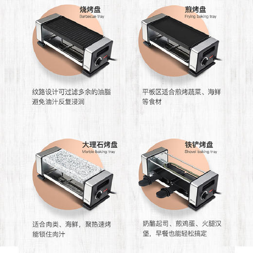 德国ernte电烤盘家用无烟烧烤机小型电烤炉烤串机多功能BBQ烤肉架 商品图2