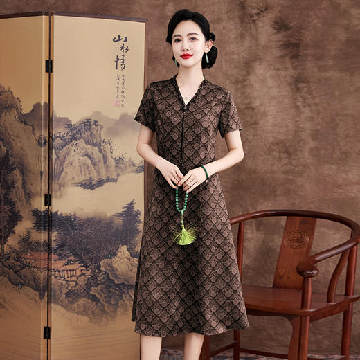 KQ-621632花萝香云纱真丝旗袍改良年轻款气质民国风复古桑蚕丝连衣裙日常穿 商品图2
