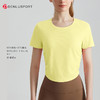 DENLUS速干运动上衣褶皱收腰修身显瘦圆领薄款透气瑜伽短袖健身T恤DY66180 商品缩略图4