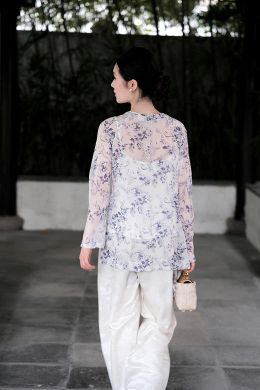 盛唐牡丹| 真丝雪纺斜襟女上衣 商品图10