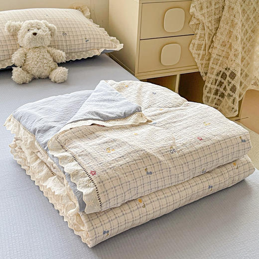 福利款 !有氧木棉皱皱泡泡纱夏被四件套 夏被+床单+枕套全搞定 非全棉 可水洗机洗 商品图2