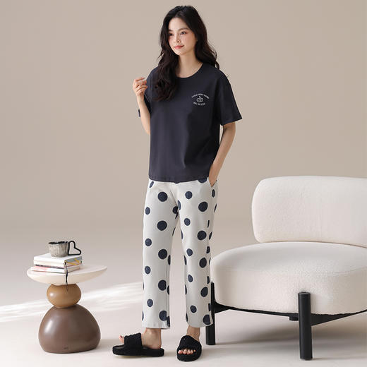 I’d爱帝女士精梳棉短袖长裤家居服套装 商品图7