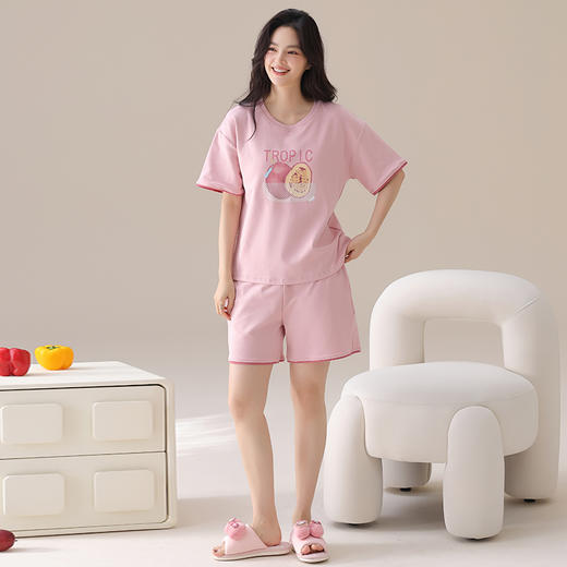 I‘d爱帝女士夏季透气纯棉短袖家居套装 商品图5