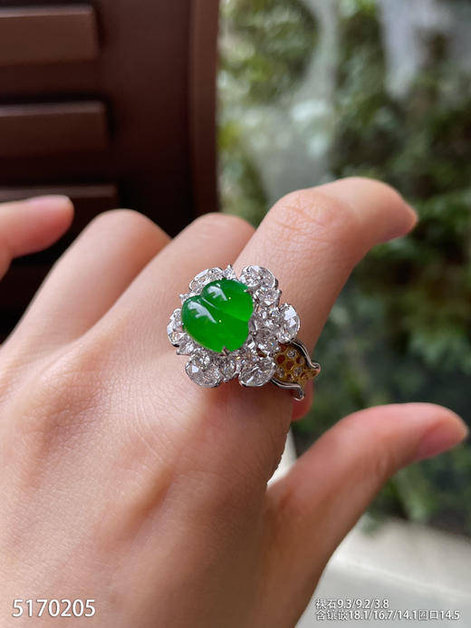老坑玻璃种艳绿葫芦戒指【5170205】具体价格微信咨询 商品图3