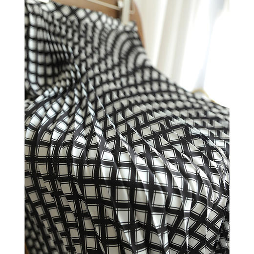 丁摩 半身裙女夏季新款复古格子高腰显瘦气质百褶裙中长款a字裙5ZF-51143 商品图2