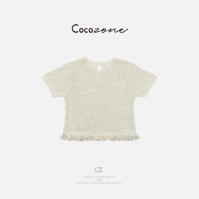 COCO ZONE 刘一一 【天丝亚麻混纺】镂空圆领毛织上衣CD1A0847