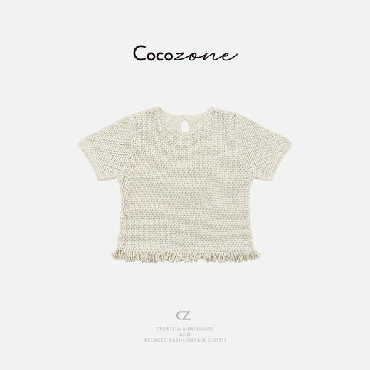 COCO ZONE 刘一一 【天丝亚麻混纺】镂空圆领毛织上衣CD1A0847 商品图0