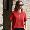 OLrain欧芮儿红色圆领短袖刺绣图案T恤女夏季2025年新款休闲上衣 商品缩略图0