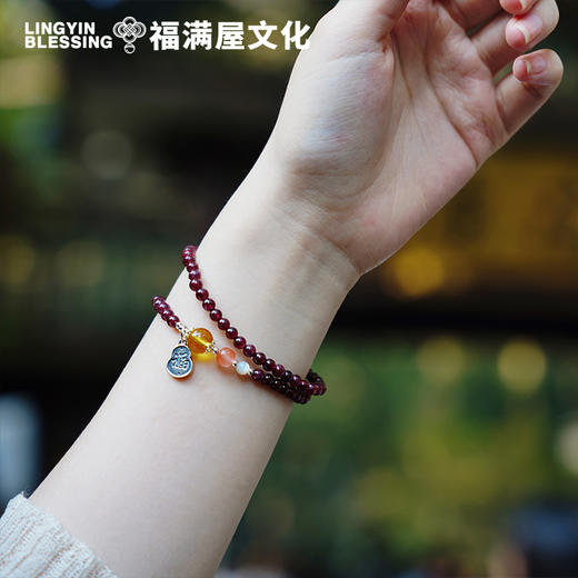 【灵隠景区直发】石榴石女款手串925银定制配件精致朱砂玛瑙多圈单圈手链   3-5天发货 商品图0