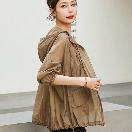 2025夏季新款防晒衣女轻薄透气外套小衫宽松连帽防晒服开衫皮肤衣妈妈防晒衣中年防晒 商品图3