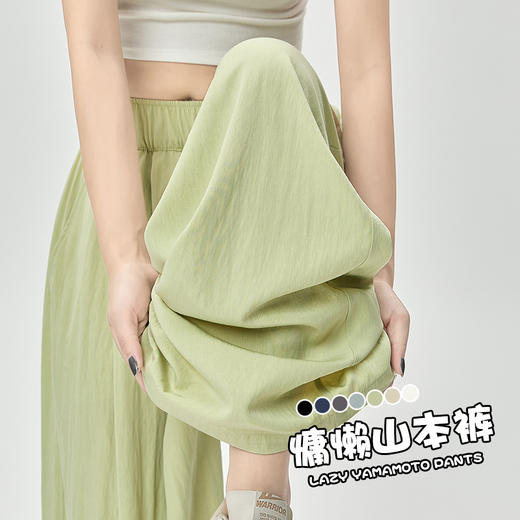 丁摩 冰丝阔腿裤女夏季薄款冰皱棉休闲山本裤禅意风垂感裤子5ZF-LSR 商品图3