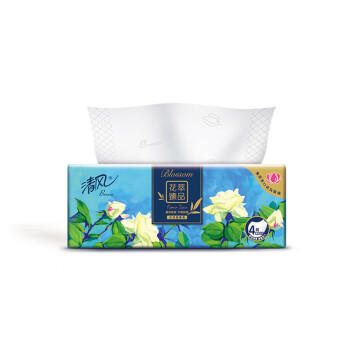 清风抽纸 花萃4层80抽*4包S码 面巾纸 卫生纸巾 BR41SHC 提装（包邮） /家庭清洁/纸品 /清洁纸品 /抽纸 商品图1
