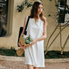 OLrain欧芮儿法式简约优雅白色直筒连衣裙女夏季2025新款中长裙子 商品缩略图2