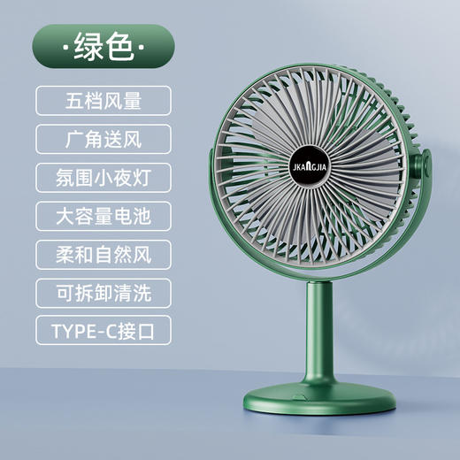 [小滋心选]【活动价 ¥59】【新品上线！180°广角循环！风大轻音🔥】25年新款桌面风扇，台壁两用+5档大风力，多场景适配，让夏日舒爽无处不在！5档大风力多功能 灯光小风扇 办公室家用洗手间厨房 商品图8