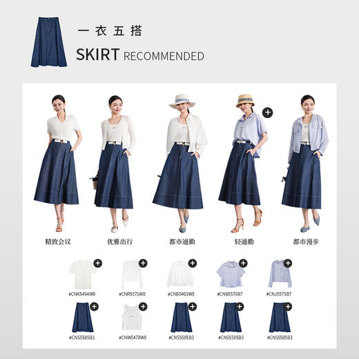 【商场同款】CNS5585 “ 温雅牛仔裙 ”后腰的松紧 A版牛仔半裙 商品图4