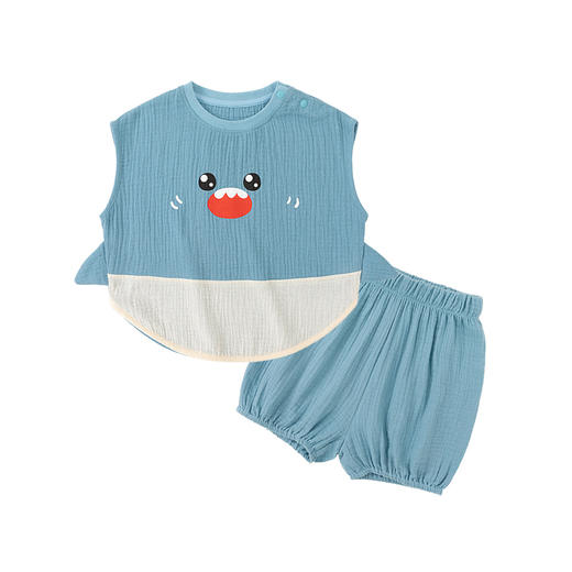 【立体卡通】嘟嘟家宝宝背心套装纯棉夏装男童无袖上衣裤子两件套 商品图5