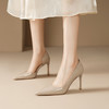 【预售5天】里外全皮！浅黄色高跟鞋女细跟性感新款漆皮尖头气质裸色侧空单鞋FDJ&YC--240 商品缩略图0