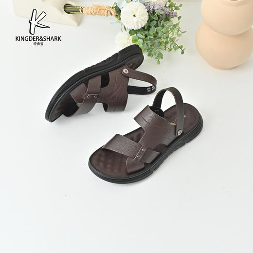 经典鲨2025年夏季新品男士平底露趾两穿凉鞋拖鞋KW262-526011 商品图5