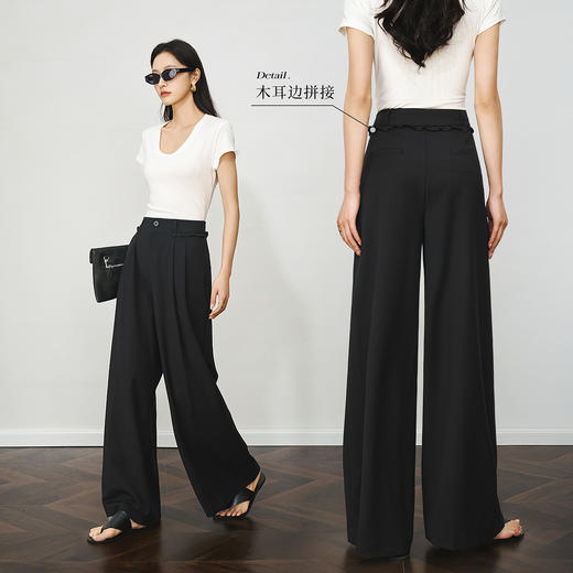 OLrain欧芮儿灰色阔腿裤夏季2025新款高腰显瘦休闲垂感直筒西装裤 商品图0