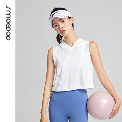 【水沐618】水沐伊朵夏季运动连帽背心女无袖上衣5881 商品图3