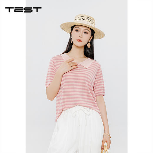 夏上新时尚条纹海军领气质宽松针织衫1252049 商品图0