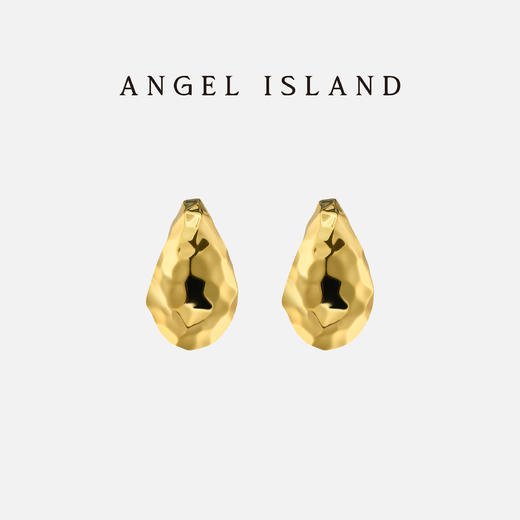 【明星同款】ANGEL ISLAND 「见月」简约锤纹水滴耳钉 商品图2