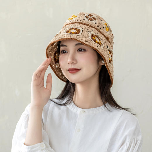 苏苏姐家岚野拼花渔夫帽手工diy钩针编织遮阳帽毛线团材料包 商品图2