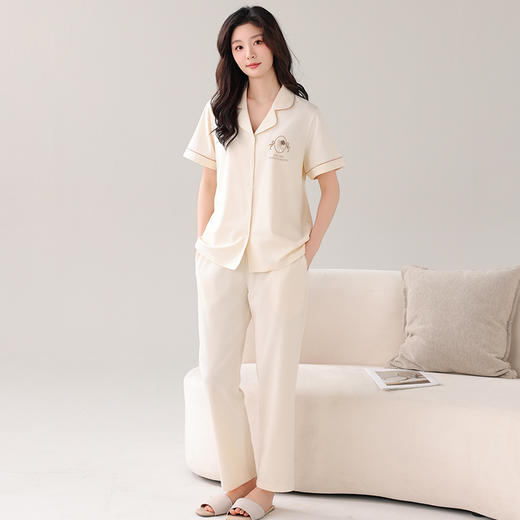 I'd爱帝情侣款棉弹力翻领短袖长裤家居服套装 商品图10