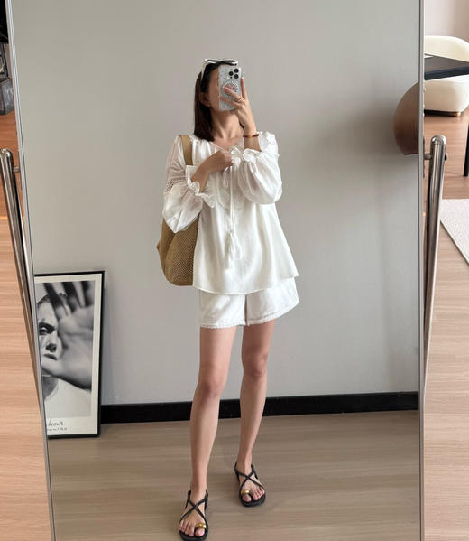 正品版本Fabriqu*e镂空刺绣衬衫短裤套装051908 商品图1