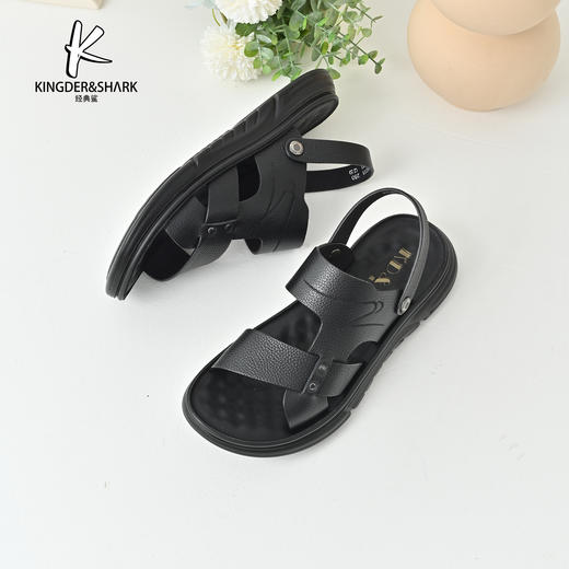 经典鲨2025年夏季新品男士平底露趾两穿凉鞋拖鞋KW262-526011 商品图2