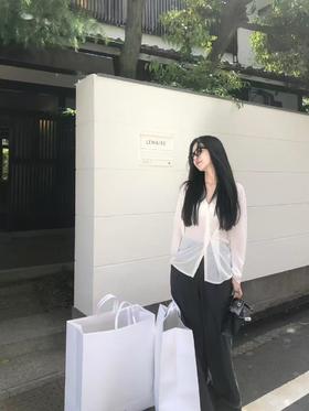 COCO ZONE 刘一一 【真丝混纺】复古简约松紧腰带休闲裤CD2A1119