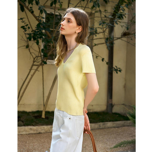 OLrain欧芮儿法式温柔简约U领毛针织衫女夏季2025新款气质短上衣 商品图3