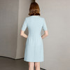 IWY/气质小香风蓝色短袖连衣裙女夏季薄款圆领西装裙Q1323 商品缩略图2