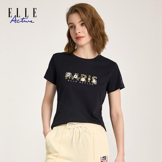 ELLE Active圆领短袖T恤女夏季新款休闲时尚字母印花舒适上衣百搭 商品图6