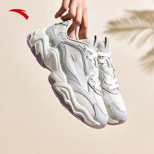 安踏陨石VENT丨休闲鞋女鞋2025夏季软底厚底增高透气老爹鞋112528858 商品图0