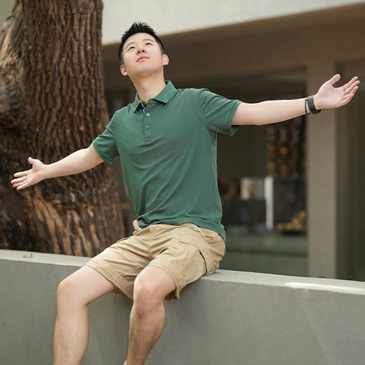 IGUANA 凉感系列 男士polo衫黑科技5A级物理抗菌 新疆长绒棉 夏季莫代尔速干冰感上衣商务休闲百搭翻领短袖T恤IGJP8812 商品图1