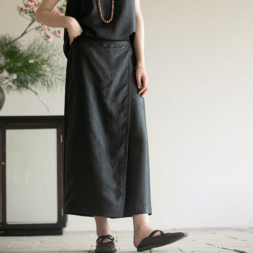 牧衣游原创 香云纱净色裤子夏新品垂感轻薄清凉显瘦真丝裙裤 边叙 商品图0