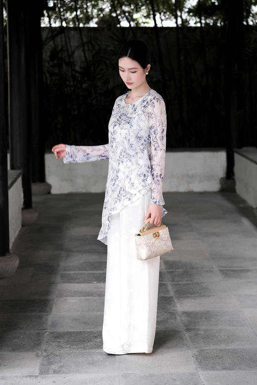 盛唐牡丹| 真丝雪纺斜襟女上衣 商品图9