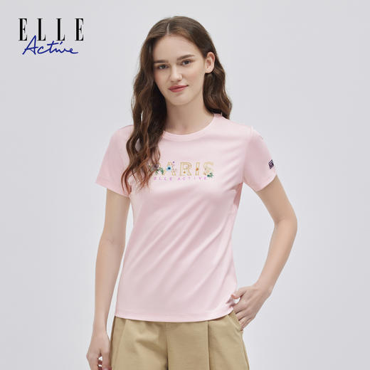 ELLE Active圆领短袖T恤女夏季新款休闲时尚字母印花舒适上衣百搭 商品图1
