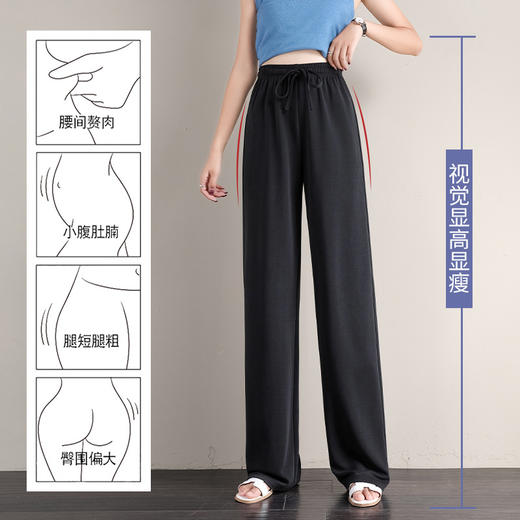 丁摩 冰丝铜氨丝阔腿裤女夏季薄款高腰垂感直筒裤运动宽松拖地裤子5ZF-K278 商品图1
